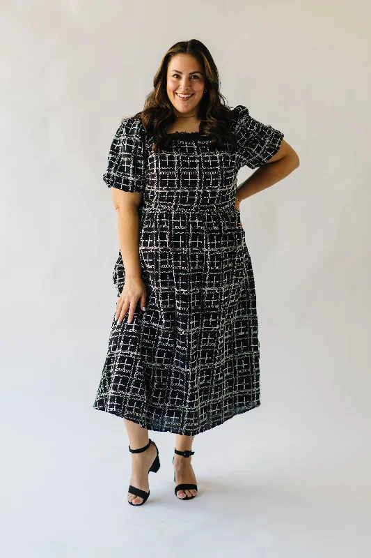 The Bednarek Patterned Midi Dress in Black