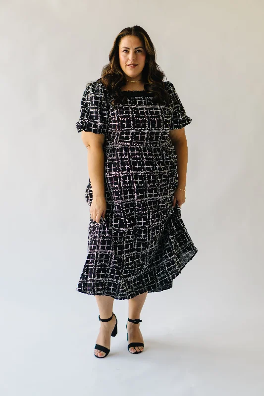 The Bednarek Patterned Midi Dress in Black