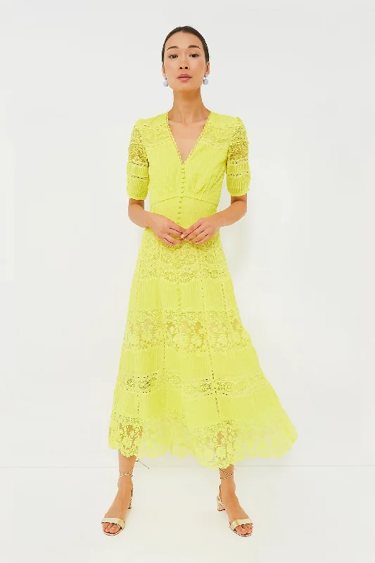 Citrine Lea Long Lace Dress