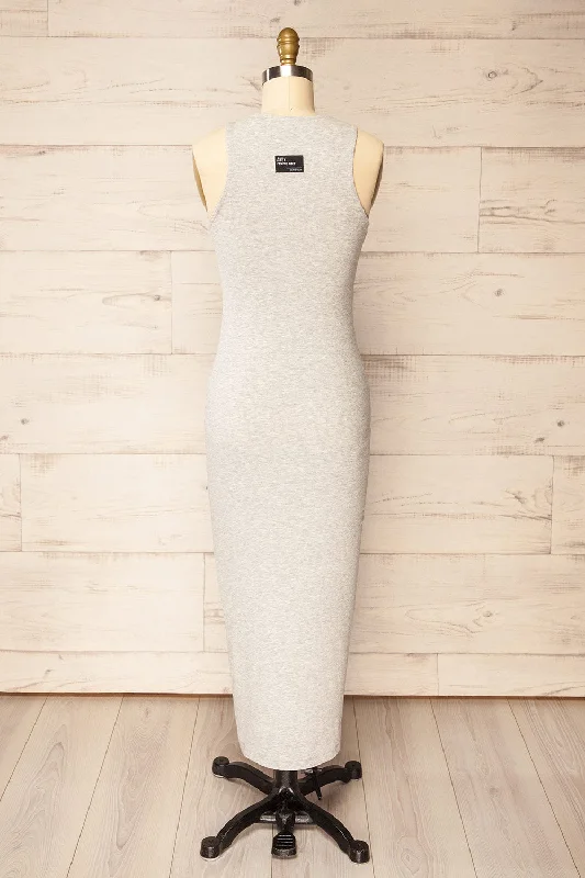 Daegu Grey | Long Fitted Ribbed Dress