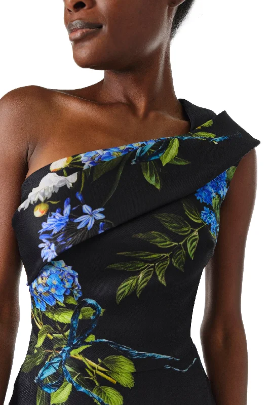 One Shoulder Floral Column Gown