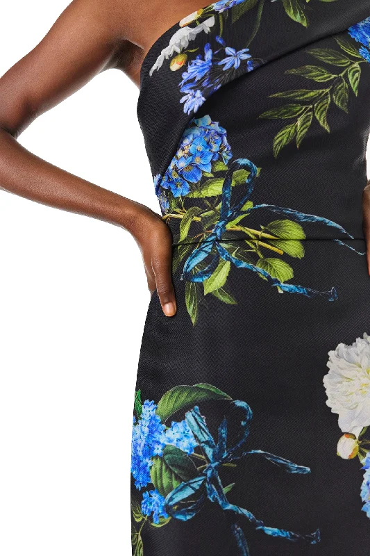 One Shoulder Floral Column Gown