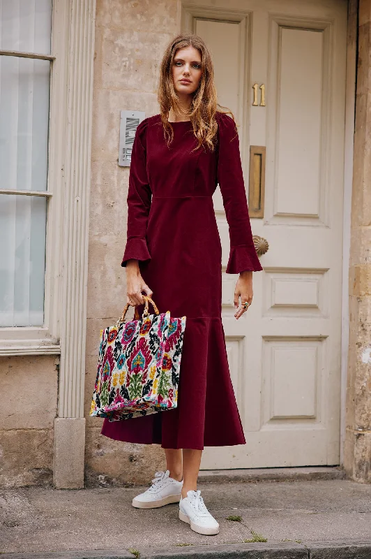 Rachel Stretch Corduroy Dress | Wine