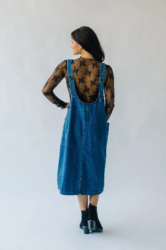 The Caffery Denim Overall Dress in Indigo Blue