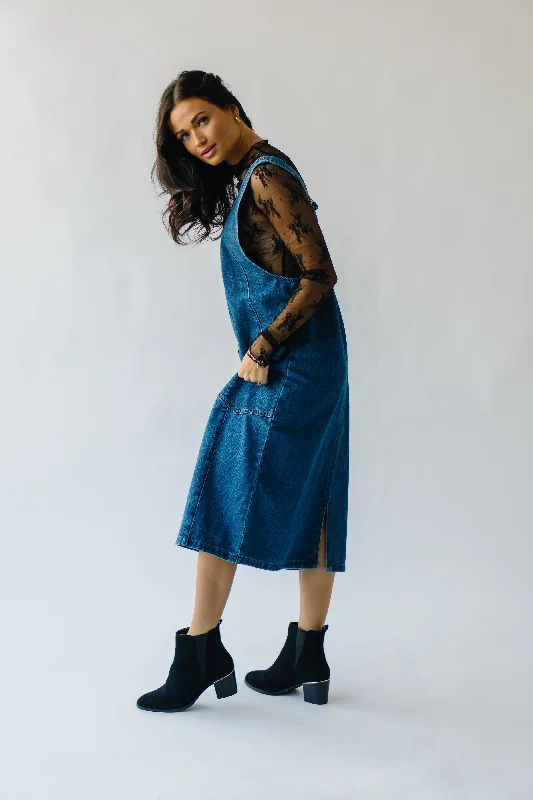 The Caffery Denim Overall Dress in Indigo Blue