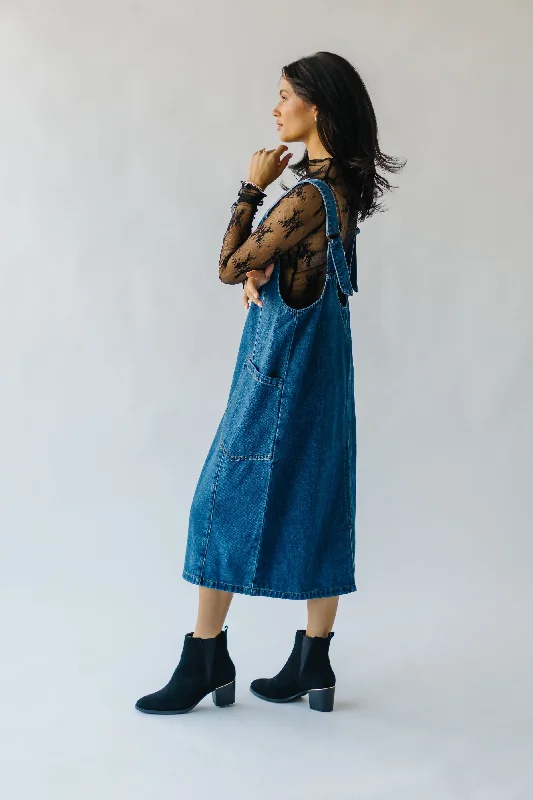 The Caffery Denim Overall Dress in Indigo Blue