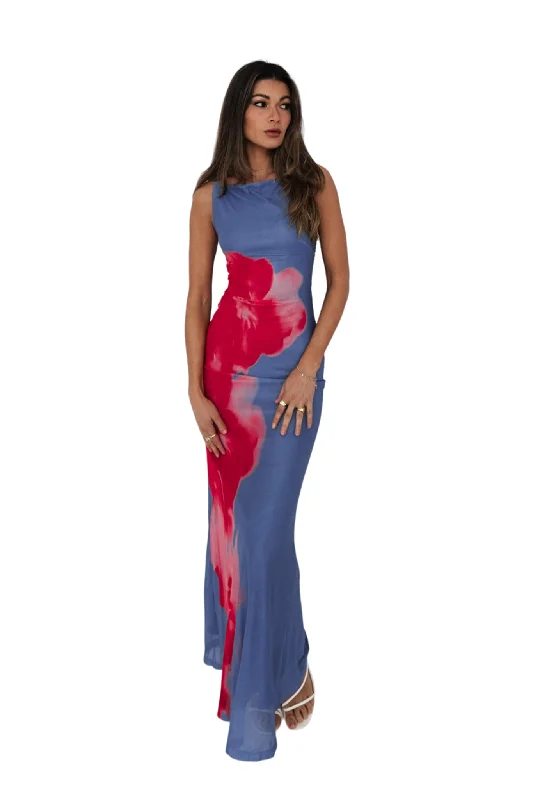 Ursula Floral Maxi Dress - Blue