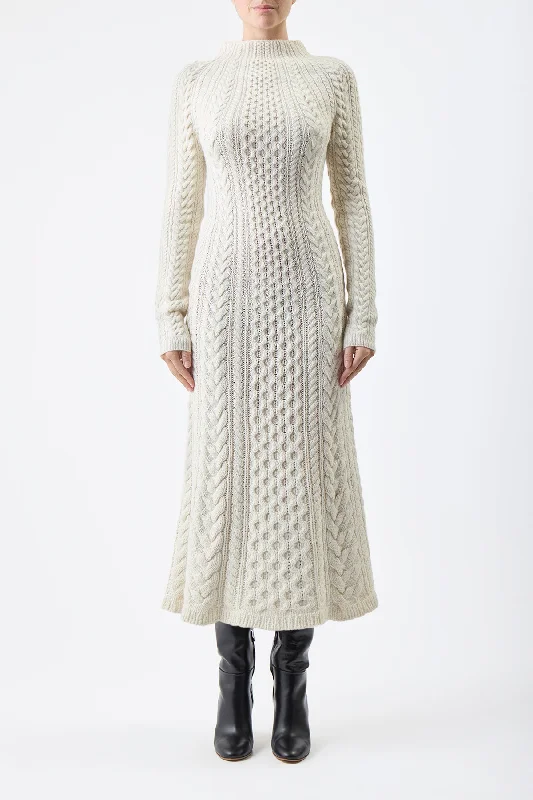 Amaris Knit Dress in Ivory Cashmere