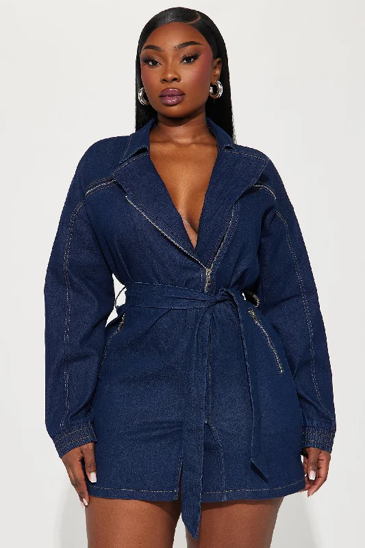 Aurora Denim Mini Dress - Dark Wash