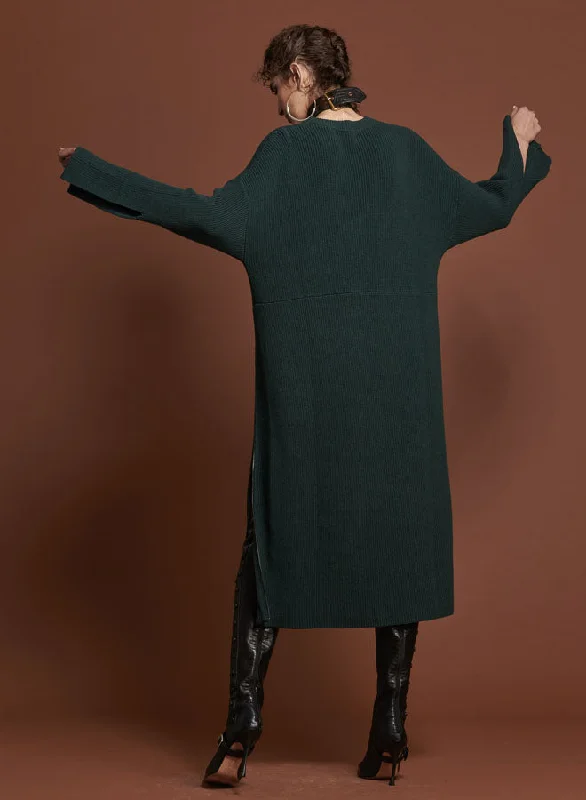 BOTTLE GREEN STUDIO ZIP KNIT DRESS