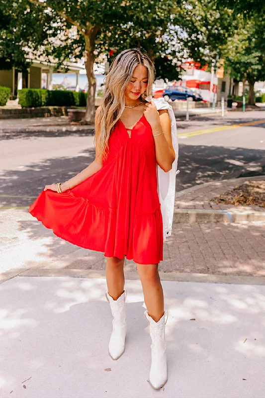 Feels Like Love Babydoll Dress In Red