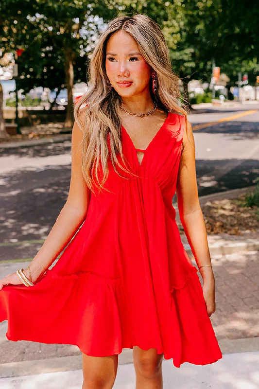 Feels Like Love Babydoll Dress In Red