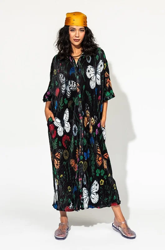 So Far So Good Oversized Plissé Dress in Folklore Florals