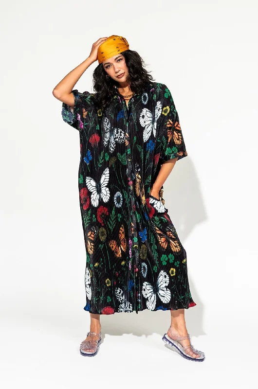 So Far So Good Oversized Plissé Dress in Folklore Florals