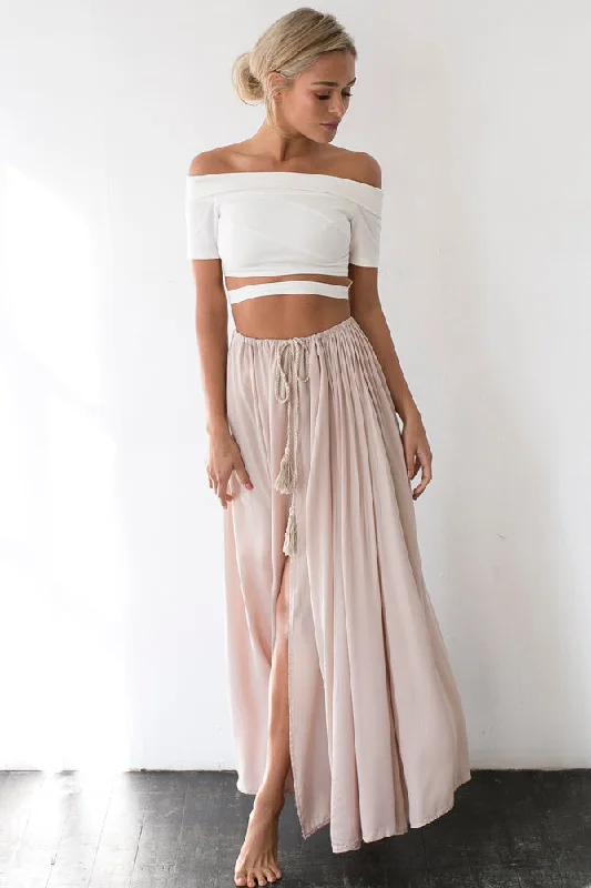 Against The Tides Maxi Skirt Beige