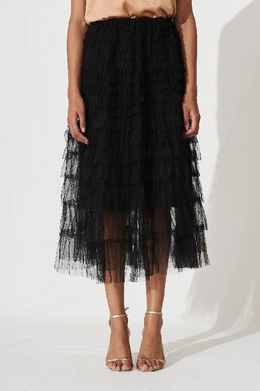 Christa Maxi Tulle Skirt In Black