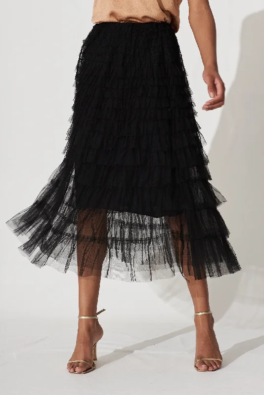 Christa Maxi Tulle Skirt In Black