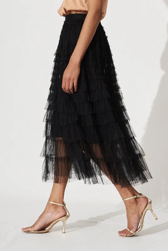 Christa Maxi Tulle Skirt In Black