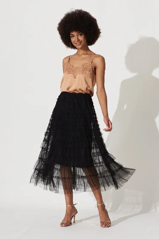 Christa Maxi Tulle Skirt In Black