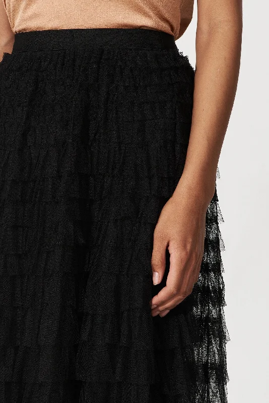 Christa Maxi Tulle Skirt In Black