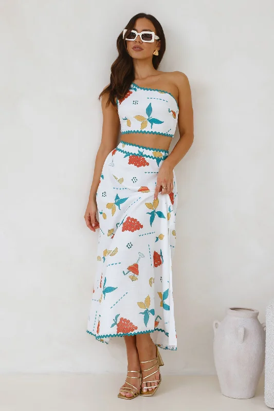 Citrus Squeeze Maxi Skirt White