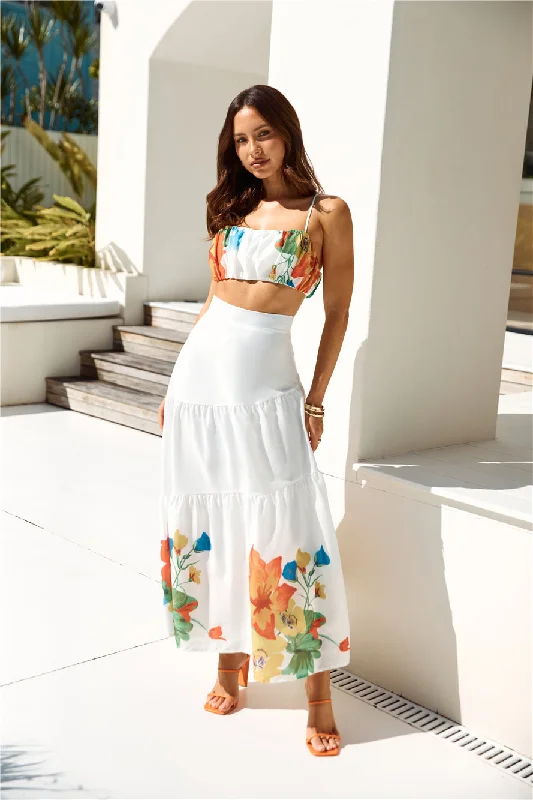 Dandelion Maxi Skirt White