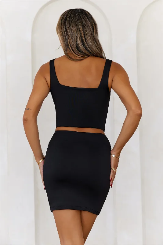 HELLO MOLLY BASE Slinky Bodycon Mini Skirt Black