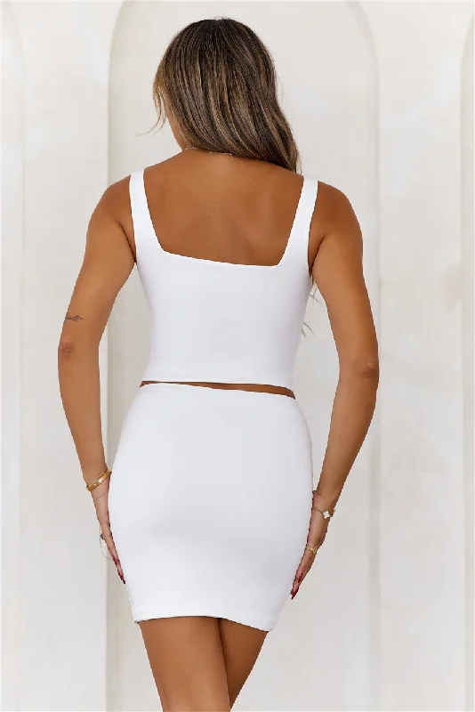 HELLO MOLLY BASE Slinky Bodycon Mini Skirt White