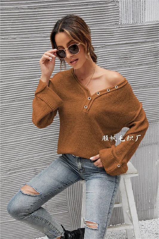 2022  women's large size V-neck sweater  long sleeve sweater women