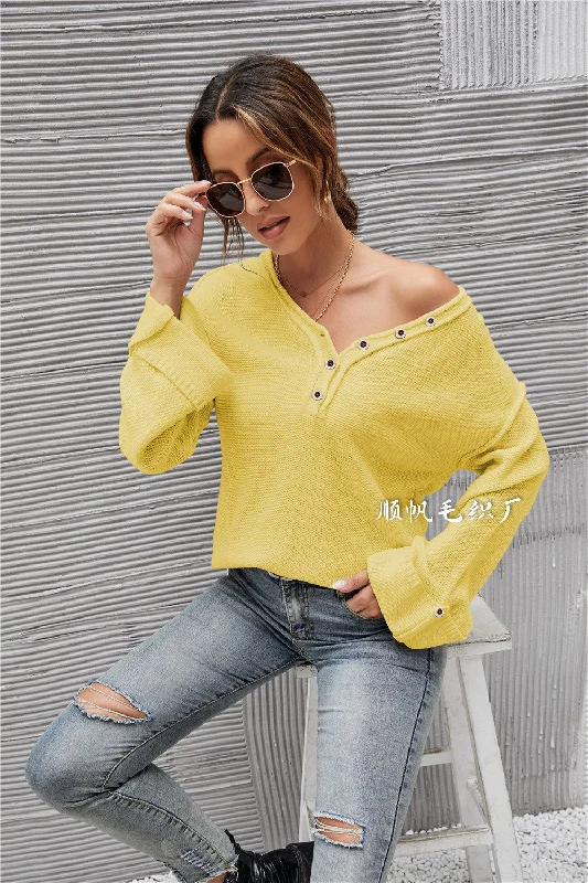 2022  women's large size V-neck sweater  long sleeve sweater women