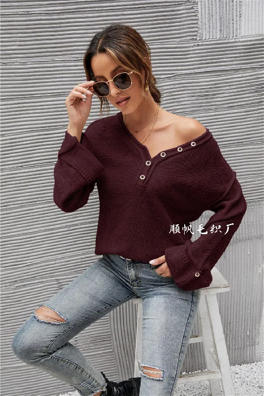 2022  women's large size V-neck sweater  long sleeve sweater women