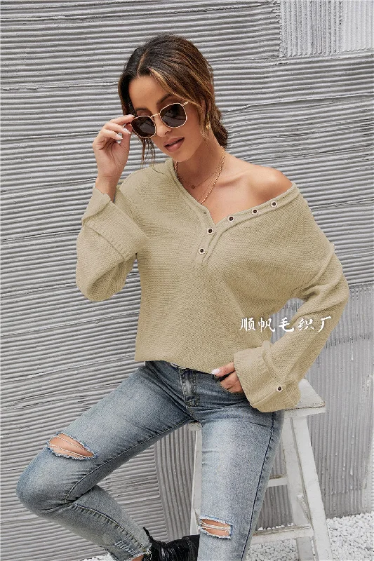 2022  women's large size V-neck sweater  long sleeve sweater women