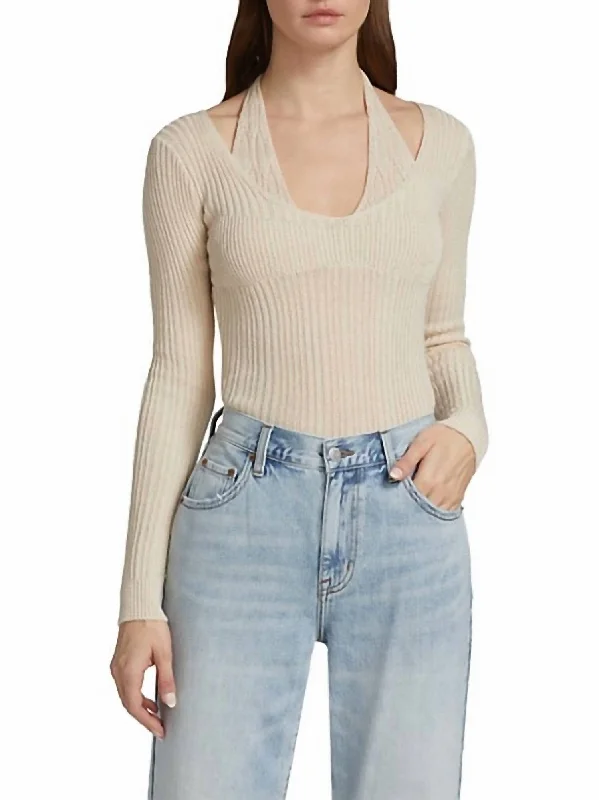 Camden Halter Sweater In Sand Shell