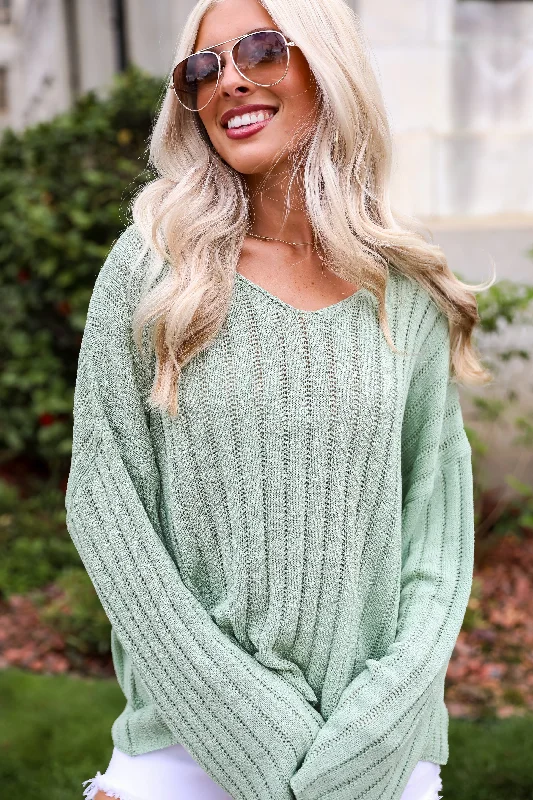 FINAL SALE - Casual Essence Sage Lightweight Knit Top