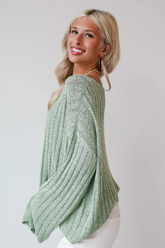 FINAL SALE - Casual Essence Sage Lightweight Knit Top