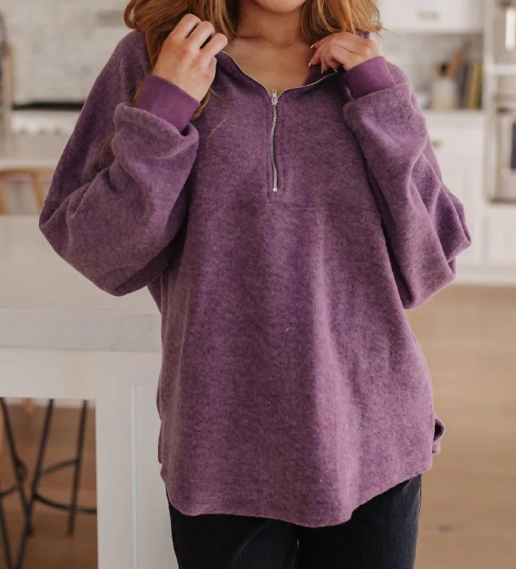 Cozy Moment Pullover Sweater In Purple