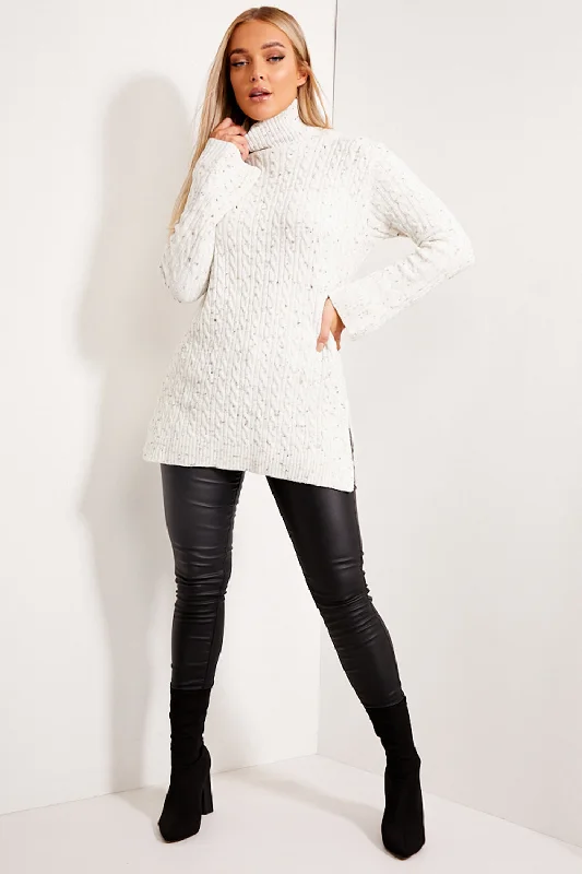 Brielle Cream Cable Knit Side Split Jumper