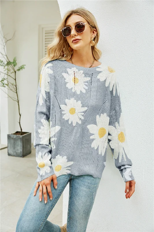 New Women's Graceful Autumn Printed Loose Sweaters