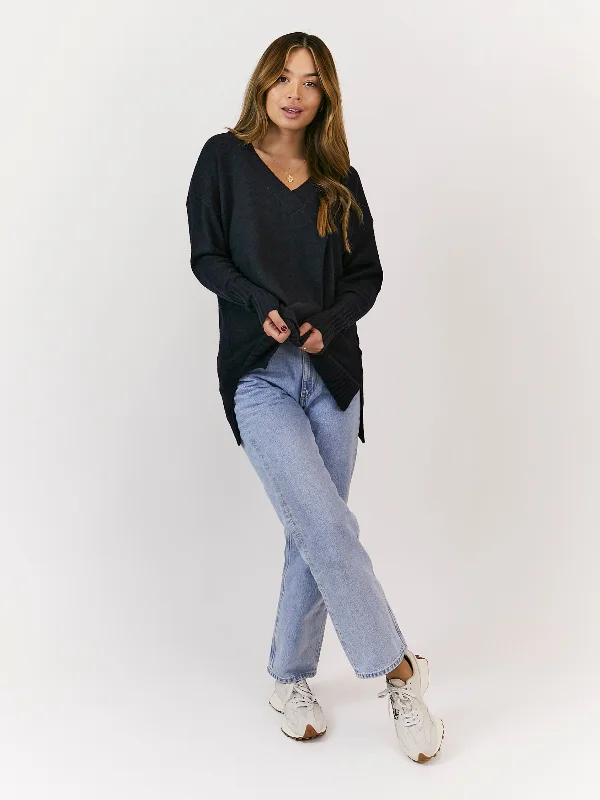 Reese Navy Blue V Neck Jumper