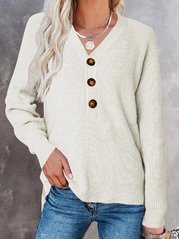 Trendy Women's New Comfortable Button V-neck Sweaters