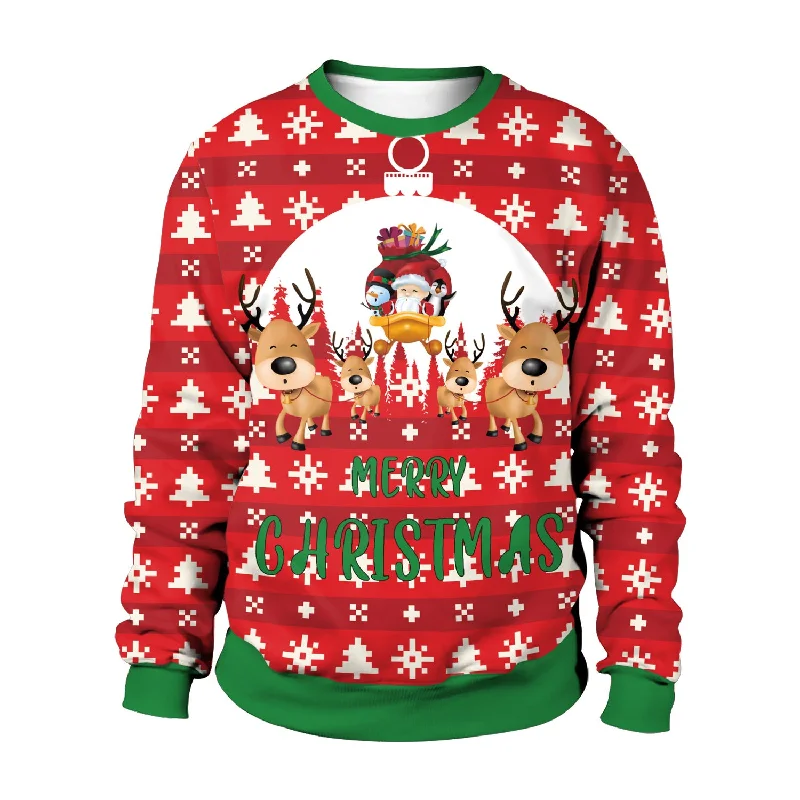 Women's Christmas Spring Digital Printing Round Neck Sweaters