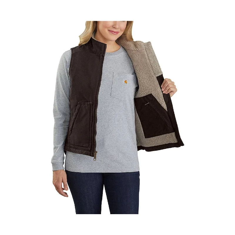 Carhartt Women's Sherpa Lined Vest Relaxed Fit - Dark Brown