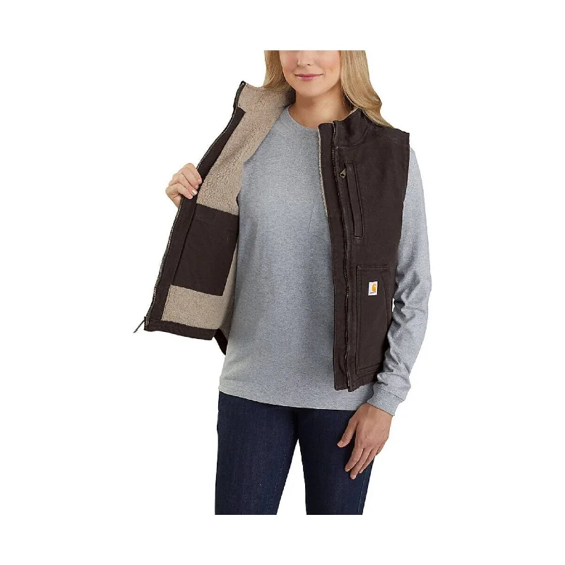 Carhartt Women's Sherpa Lined Vest Relaxed Fit - Dark Brown