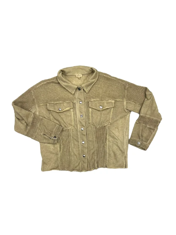 Jacket Shirt By Pol In Tan, Size: S