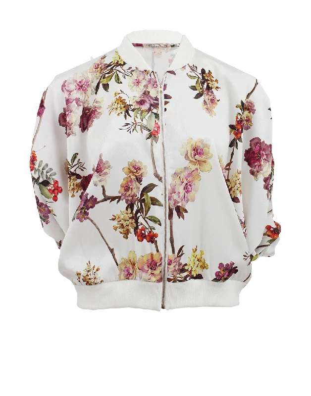 Batwing Sleeve Print Bomber