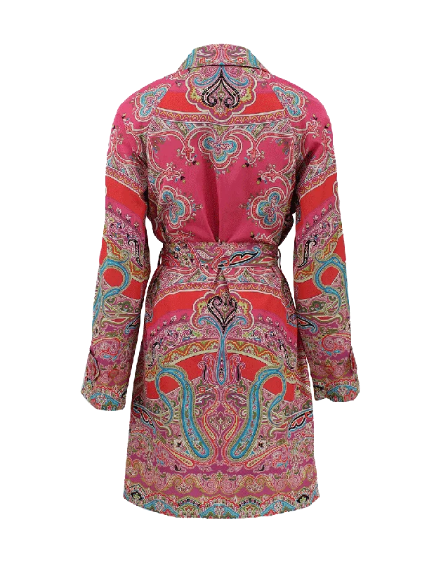 Belted Paisley Trench