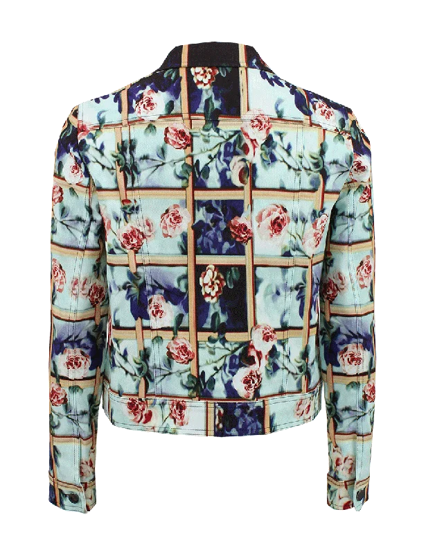 Cage Floral Print Denim Jacket