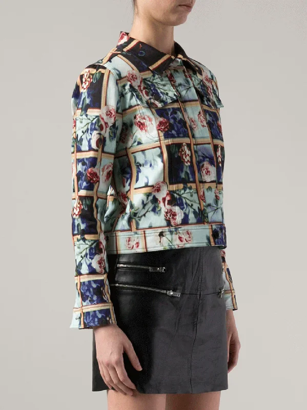 Cage Floral Print Denim Jacket