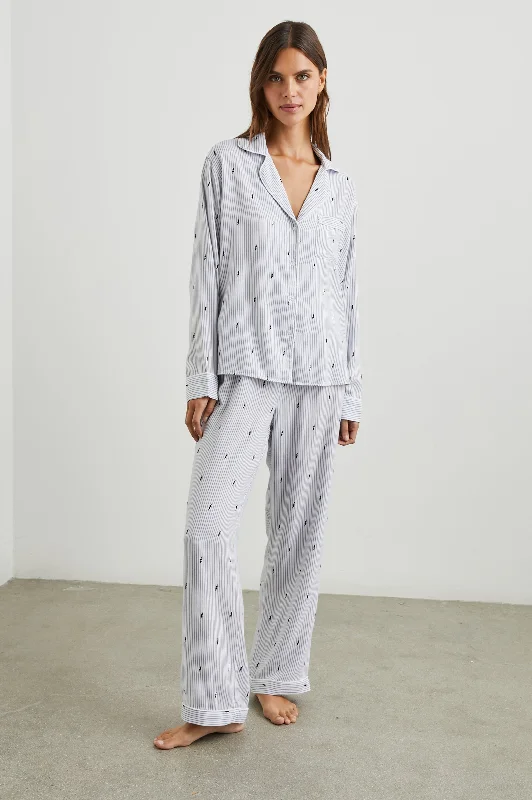 CLARA PAJAMA SET - FLOCKED LIGHTNING PINSTRIPE