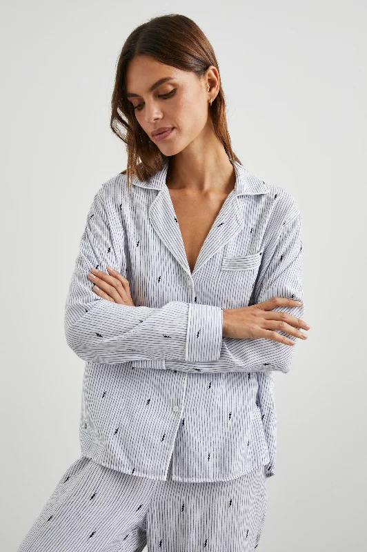 CLARA PAJAMA SET - FLOCKED LIGHTNING PINSTRIPE